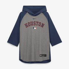 Houston Astros Authentic Collection Flux Dri-FIT Raglan 3/4-Sleeve Hooded T-Shirt - Gray | Nike