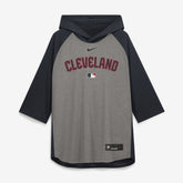 Cleveland Guardians Authentic Collection Flux Dri-FIT Raglan 3/4-Sleeve Hooded T-Shirt - Gray | Nike