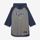 Tampa Bay Rays Authentic Collection Flux Dri-FIT Raglan 3/4-Sleeve Hooded T-Shirt - Gray | Nike
