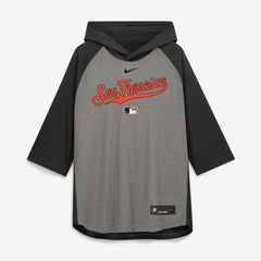 San Francisco Giants Authentic Collection Flux Dri-FIT Raglan 3/4-Sleeve Hooded T-Shirt - Gray | Nike