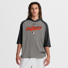 San Francisco Giants Authentic Collection Flux Dri-FIT Raglan 3/4-Sleeve Hooded T-Shirt - Gray | Nike
