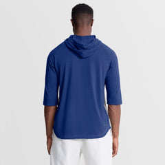 New York Mets Authentic Collection Flux Dri-FIT Raglan 3/4-Sleeve Hooded T-Shirt - Gray | Nike