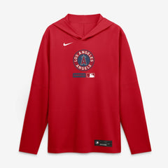 Los Angeles Angels City Connect Dri-FIT Long Sleeve Hooded T-Shirt - Red | Nike
