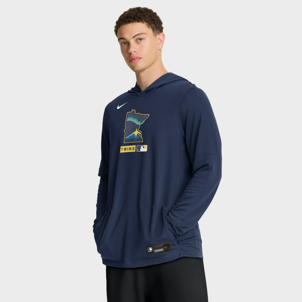 Minnesota Twins City Connect Dri-FIT Long Sleeve Hooded T-Shirt - Navy | Nike
