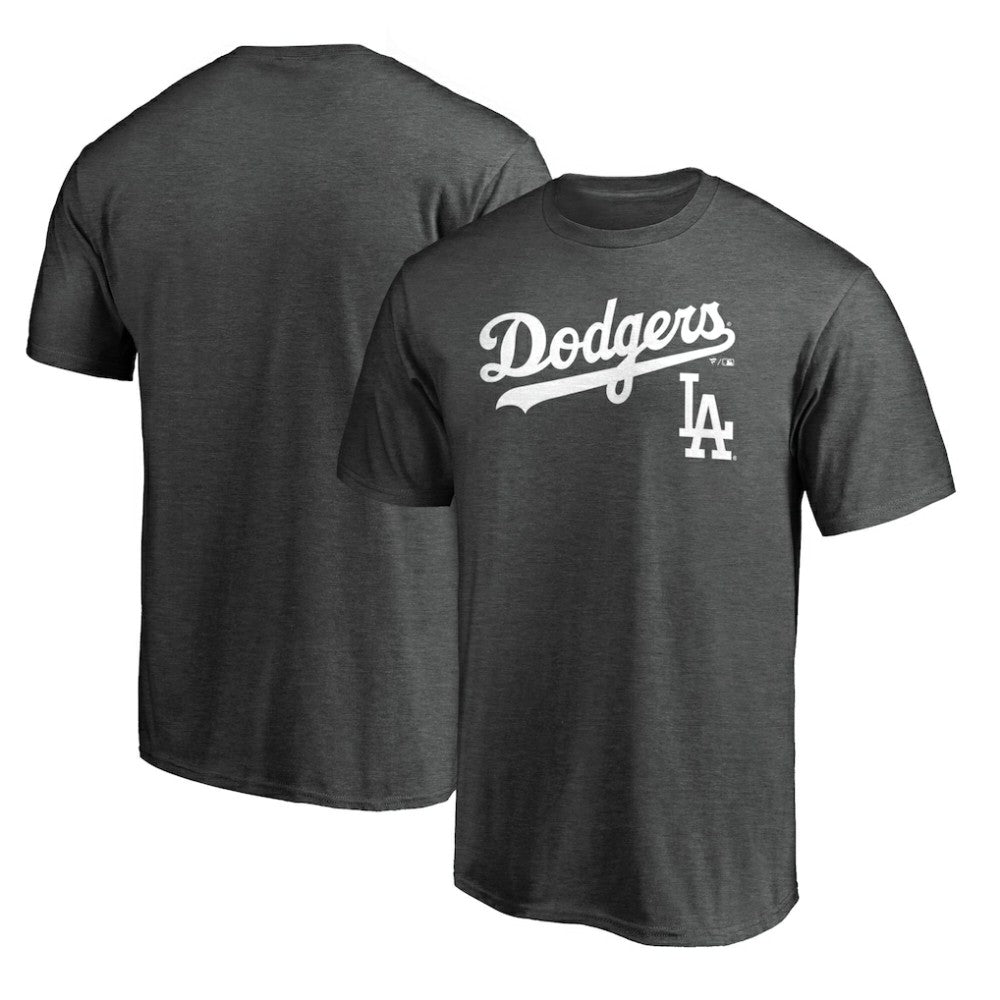 Los Angeles Dodgers Team Lockup T-Shirt - Charcoal