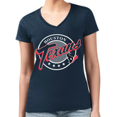 Houston Texans G-III 4Her by Carl Banks Women's Super-Slim Fit Lightweight Pinstripe Circle V-Neck T-Shirt - Navy online