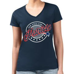 New England Patriots G-III 4Her by Carl Banks Women's Super-Slim Fit Lightweight Pinstripe Circle V-Neck T-Shirt - Navy online