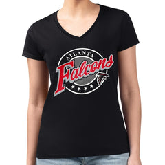 Atlanta Falcons G-III 4Her by Carl Banks Women's Super-Slim Fit Lightweight Pinstripe Circle V-Neck T-Shirt - Black cheap