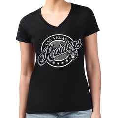 Las Vegas Raiders G-III 4Her by Carl Banks Women's Super-Slim Fit Lightweight Pinstripe Circle V-Neck T-Shirt - Black online