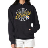 Pittsburgh Steelers G-III 4Her by Carl Banks Women's Pinstripe Circle Fleece Pullover Hoodie - Black for sale