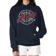 New England Patriots G-III 4Her by Carl Banks Women's Pinstripe Circle Fleece Pullover Hoodie - Navy discount