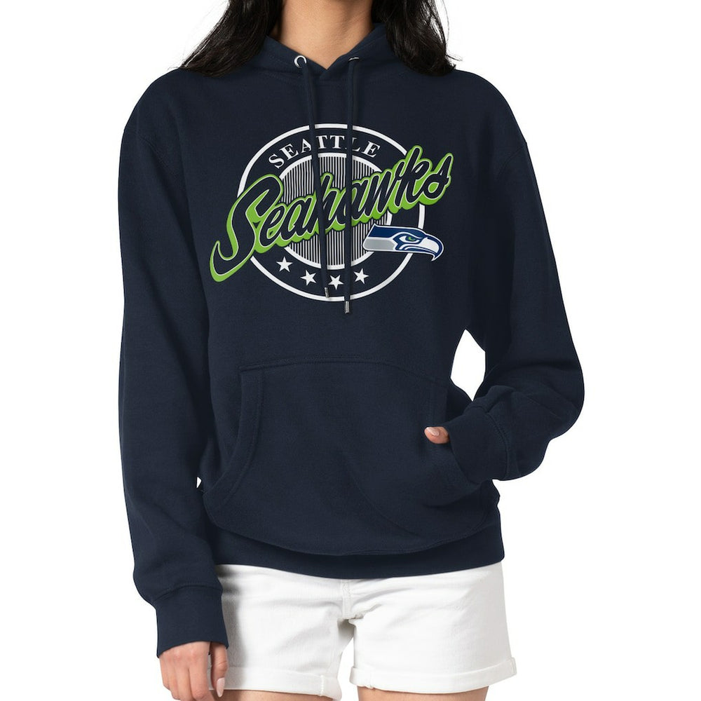 Seattle Seahawks G-III 4Her by Carl Banks Women's Pinstripe Circle Fleece Pullover Hoodie - College Navy outlet