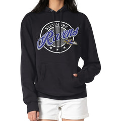 Baltimore Ravens G-III 4Her by Carl Banks Women's Pinstripe Circle Fleece Pullover Hoodie - Black for sale