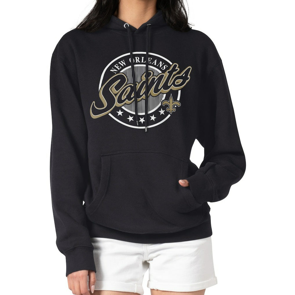 New Orleans Saints G-III 4Her by Carl Banks Women's Pinstripe Circle Fleece Pullover Hoodie - Black online