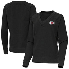 Kansas City Chiefs Antigua Women's Varsity Tri-Blend V-Neck Long Sleeve T-Shirt - Heather Black cheap