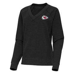 Kansas City Chiefs Antigua Women's Varsity Tri-Blend V-Neck Long Sleeve T-Shirt - Heather Black cheap