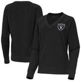 Las Vegas Raiders Antigua Women's Varsity Tri-Blend V-Neck Long Sleeve T-Shirt - Heather Black for sale