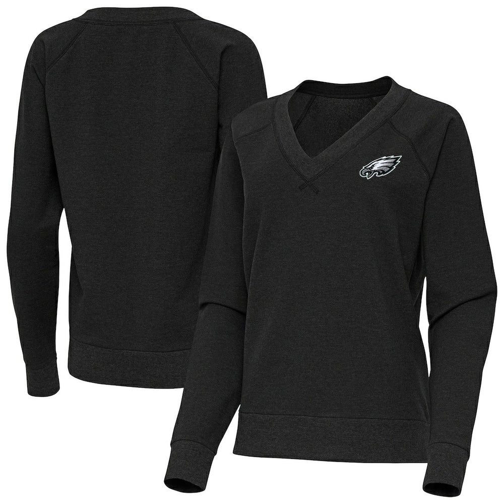 Philadelphia Eagles Antigua Women's Varsity Tri-Blend V-Neck Long Sleeve T-Shirt - Heather Black discount