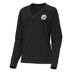 Pittsburgh Steelers Antigua Women's Varsity Tri-Blend V-Neck Long Sleeve T-Shirt - Heather Black online