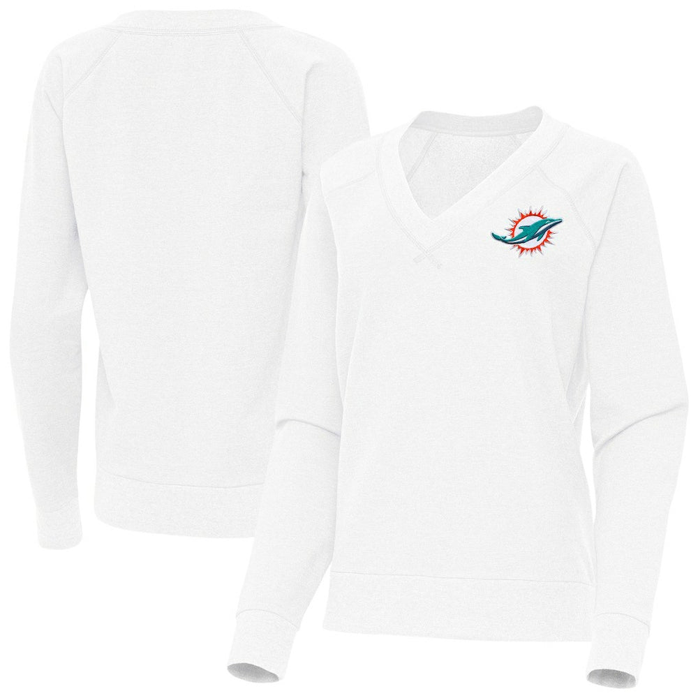 Miami Dolphins Antigua Women's Varsity Tri-Blend V-Neck Long Sleeve T-Shirt - White outlet