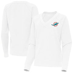 Miami Dolphins Antigua Women's Varsity Tri-Blend V-Neck Long Sleeve T-Shirt - White outlet