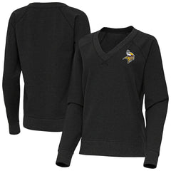 Minnesota Vikings Antigua Women's Varsity Tri-Blend V-Neck Long Sleeve T-Shirt - Heather Black outlet
