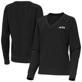 New York Jets Antigua Women's Varsity Tri-Blend V-Neck Long Sleeve T-Shirt - Heather Black outlet