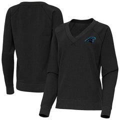 Carolina Panthers Antigua Women's Varsity Tri-Blend V-Neck Long Sleeve T-Shirt - Heather Black discount