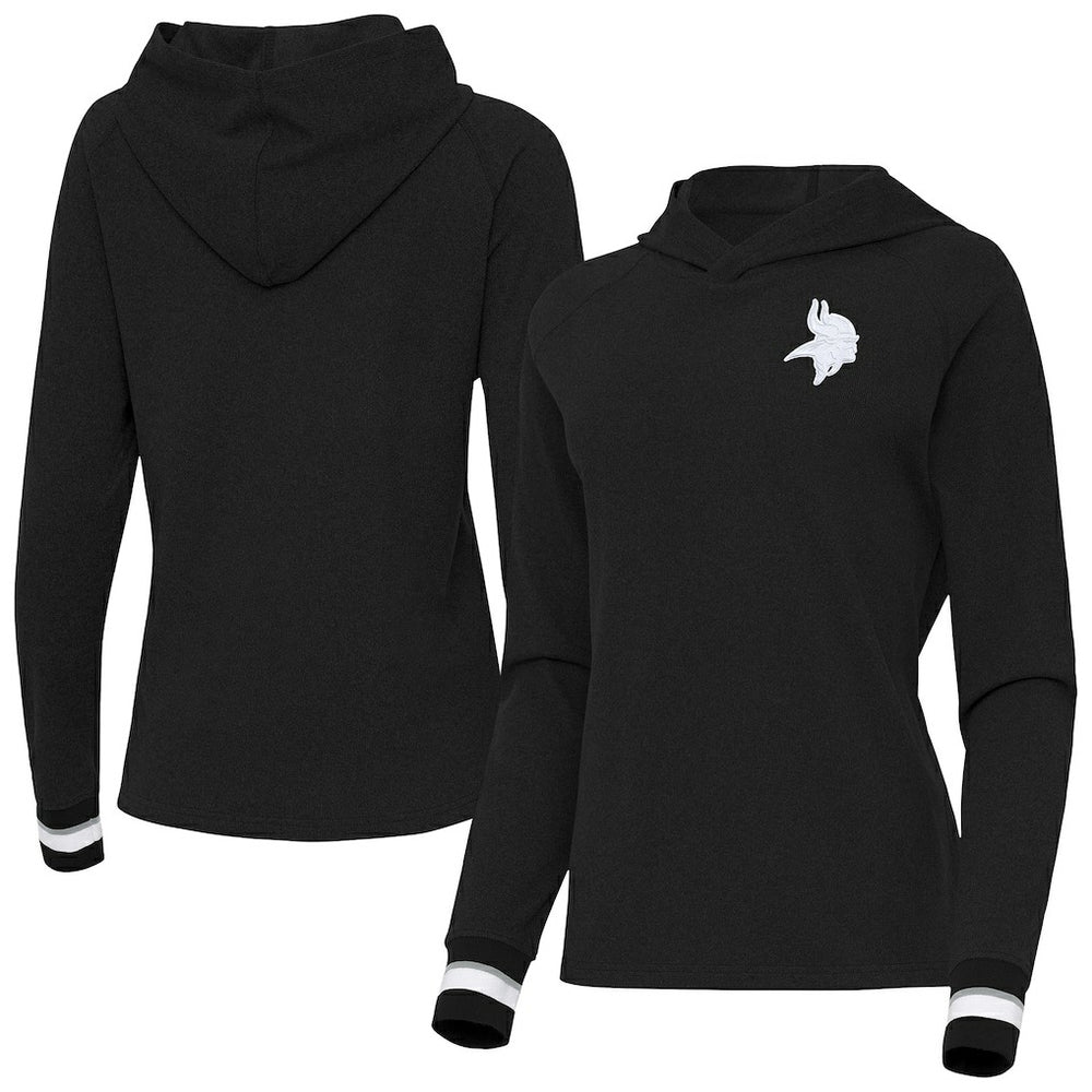 Minnesota Vikings Antigua Women's Trek Raglan Pullover Hoodie - Black on sale