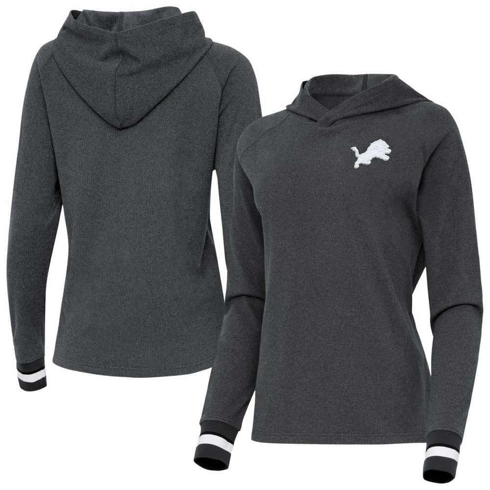 Detroit Lions Antigua Women's Trek Raglan Pullover Hoodie - Heather Charcoal online