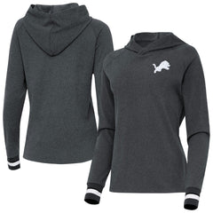 Detroit Lions Antigua Women's Trek Raglan Pullover Hoodie - Heather Charcoal online