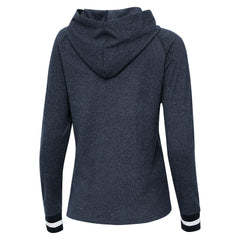 Denver Broncos Antigua Women's Trek Raglan Pullover Hoodie - Heather Navy for sale