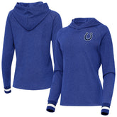 Indianapolis Colts Antigua Women's Trek Raglan Pullover Hoodie - Heather Royal on sale