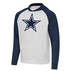 Dallas Cowboys Antigua Urgent Raglan Pullover Hoodie - Heather Gray/Heather Navy online
