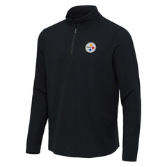 Pittsburgh Steelers Antigua Sync Tri-Blend Quarter-Zip Pullover - Heather Black sale