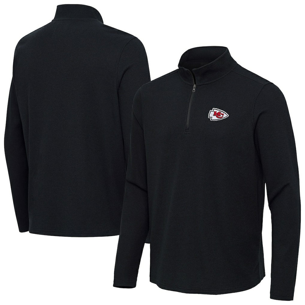 Kansas City Chiefs Antigua Sync Tri-Blend Quarter-Zip Pullover - Heather Black on sale