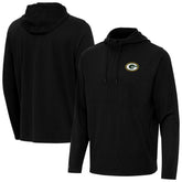Green Bay Packers Antigua Connected Quarter-Zip Pullover Hoodie - Black for sale