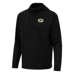 Green Bay Packers Antigua Connected Quarter-Zip Pullover Hoodie - Black for sale