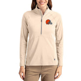 Cleveland Browns Cutter & Buck Women's Adapt Eco Knit Stretch Recycled Raglan Half-Zip Pullover - Tan for sale