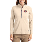 San Francisco 49ers Cutter & Buck Women's Adapt Eco Knit Stretch Recycled Raglan Half-Zip Pullover - Tan sale