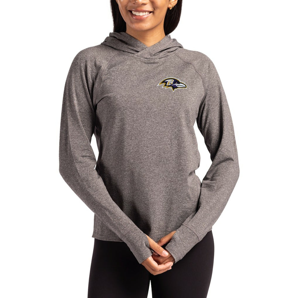 Baltimore Ravens Cutter & Buck Women's Primary Logo Adapt Knit Recycled Raglan Pullover Hoodie - Heather Charcoal online