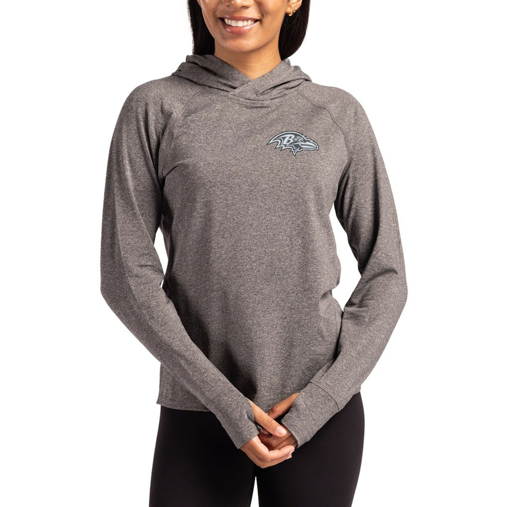 Baltimore Ravens Cutter & Buck Women's Tonal Logo Adapt Knit Recycled Raglan Pullover Hoodie - Heather Charcoal online