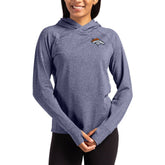 Denver Broncos Cutter & Buck Women's Primary Logo Adapt Knit Recycled Raglan Pullover Hoodie - Heather Navy discount