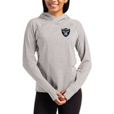 Las Vegas Raiders Cutter & Buck Women's Primary Logo Adapt Knit Recycled Raglan Pullover Hoodie - Heather Gray on sale