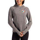 Miami Dolphins Cutter & Buck Women's Throwback Logo Adapt Knit Recycled Raglan Pullover Hoodie - Heather Charcoal outlet