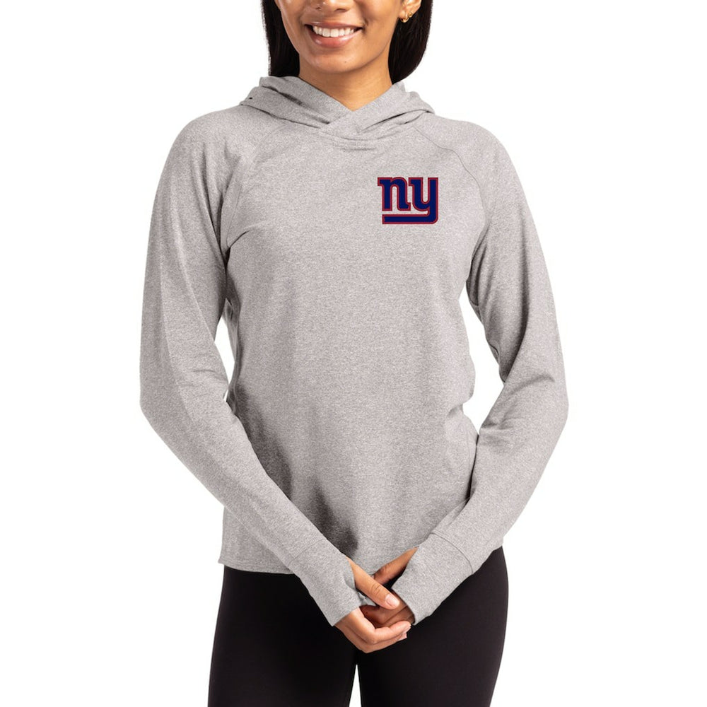 New York Giants Cutter & Buck Women's Primary Logo Adapt Knit Recycled Raglan Pullover Hoodie - Heather Gray online