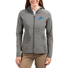 Detroit Lions Cutter & Buck Women's Adapt Eco Knit Hybrid Recycled Raglan Full-Zip Hoodie Jacket - Gray discount