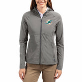 Miami Dolphins Cutter & Buck Women's Adapt Eco Knit Hybrid Recycled Raglan Full-Zip Hoodie Jacket - Gray online