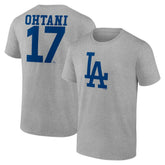 Shohei Ohtani Los Angeles Dodgers Player Name & Number T-Shirt - Heather Gray