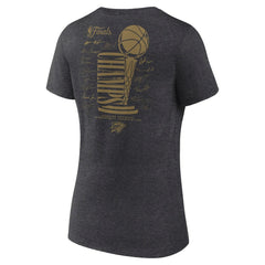 Oklahoma City Thunder Women's 2025 NBA Finals Champions Double Dribble V-Neck T-Shirt - Heather Charcoal | Fanatics for sale